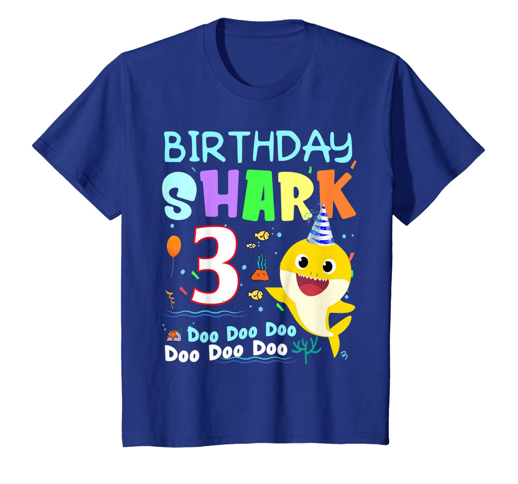 Kids Kids Baby Shark 3 Years Old 3rd Birthday Doo Doo Shirt 104757