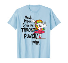 Load image into Gallery viewer, Rock paper scissors throat punch I win Unicorn Dancing T-Shirt
