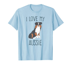 Funny shirts V-neck Tank top Hoodie sweatshirt usa uk au ca gifts for I Love My Aussie T-Shirt Cute Australian Shepherd Dog Tee 2280829