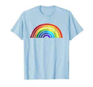 Rainbow T-Shirt Simple Style Basic Glossy Stripe Design