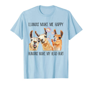 Funny shirts V-neck Tank top Hoodie sweatshirt usa uk au ca gifts for LLama Make Me Happy Humans Make My Head Hurt 3204005