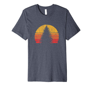 Retro Sun Minimalist Pine Tree Design - Graphic T-Shirt