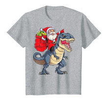 Load image into Gallery viewer, Funny shirts V-neck Tank top Hoodie sweatshirt usa uk au ca gifts for Santa Riding Dinosaur T rex Christmas Gifts Boys Men Xmas T-Shirt 60152
