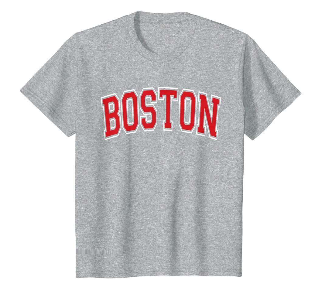 Boston T Shirt - Varsity Style Red Text