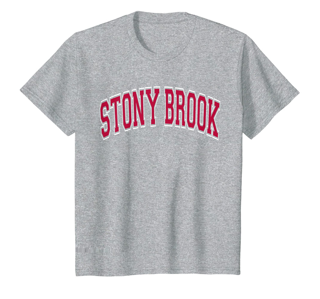 Stony Brook Ny T Shirt - Varsity Style Dark Red Text