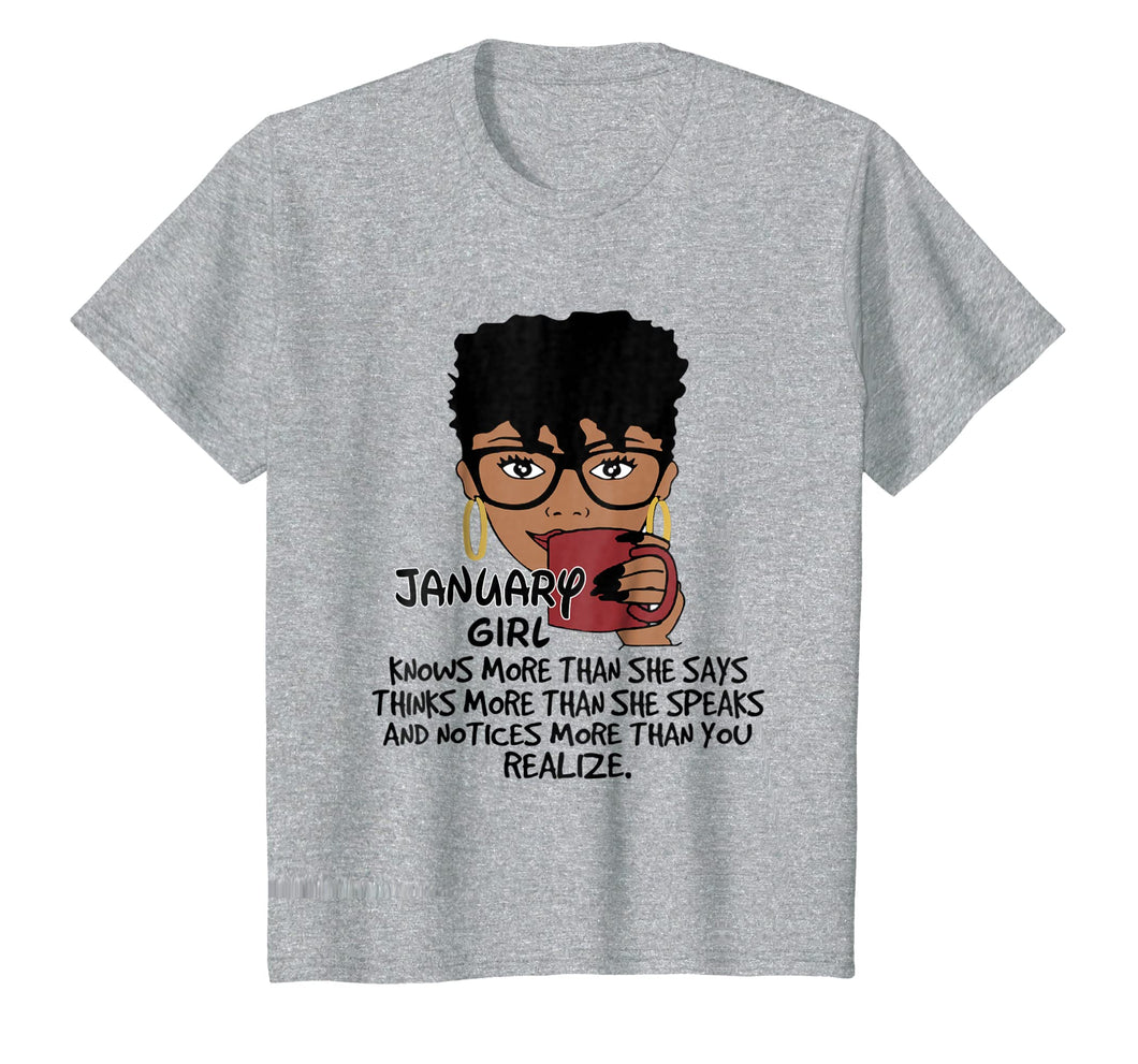 Funny shirts V-neck Tank top Hoodie sweatshirt usa uk au ca gifts for January Girl Knows More Than She Says Shirt Black Queens 2047117