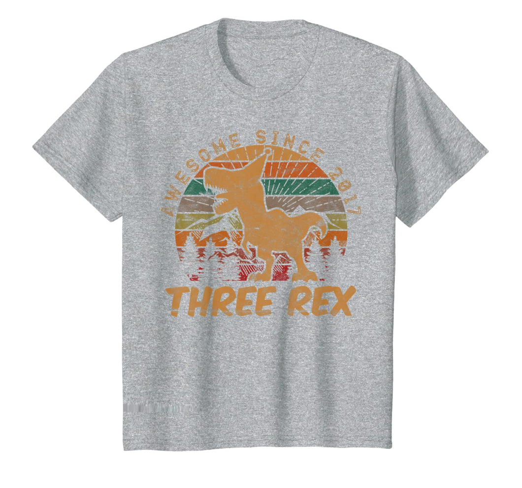 Kids Three Rex 3rd Birthday Gifts Third Dinosaur 3 Year Old T-Shirt-140635
