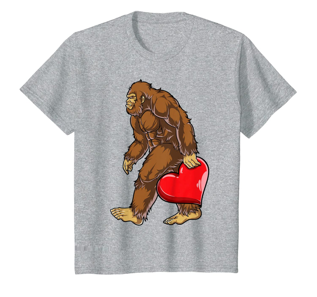 Bigfoot Heart Funny Valentines Day Men Love Sasquatch Gifts T-Shirt-418972