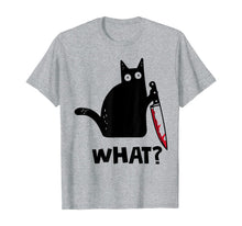 Load image into Gallery viewer, WHAT Murderous Cat With Knife Halloween Costume T-Shirt 120437
