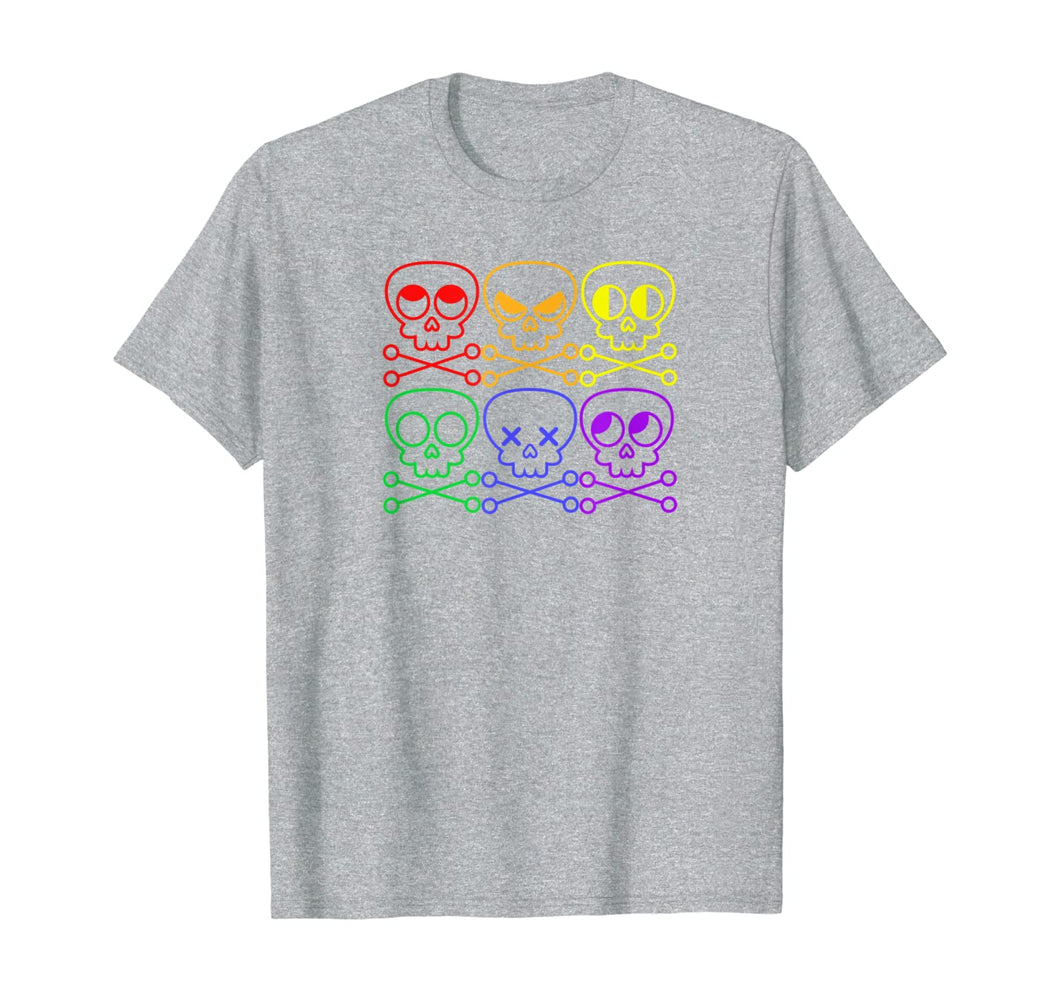 Rainbow Gay Pride Skull and Crossbones Pirate Jolly Roger T-Shirt
