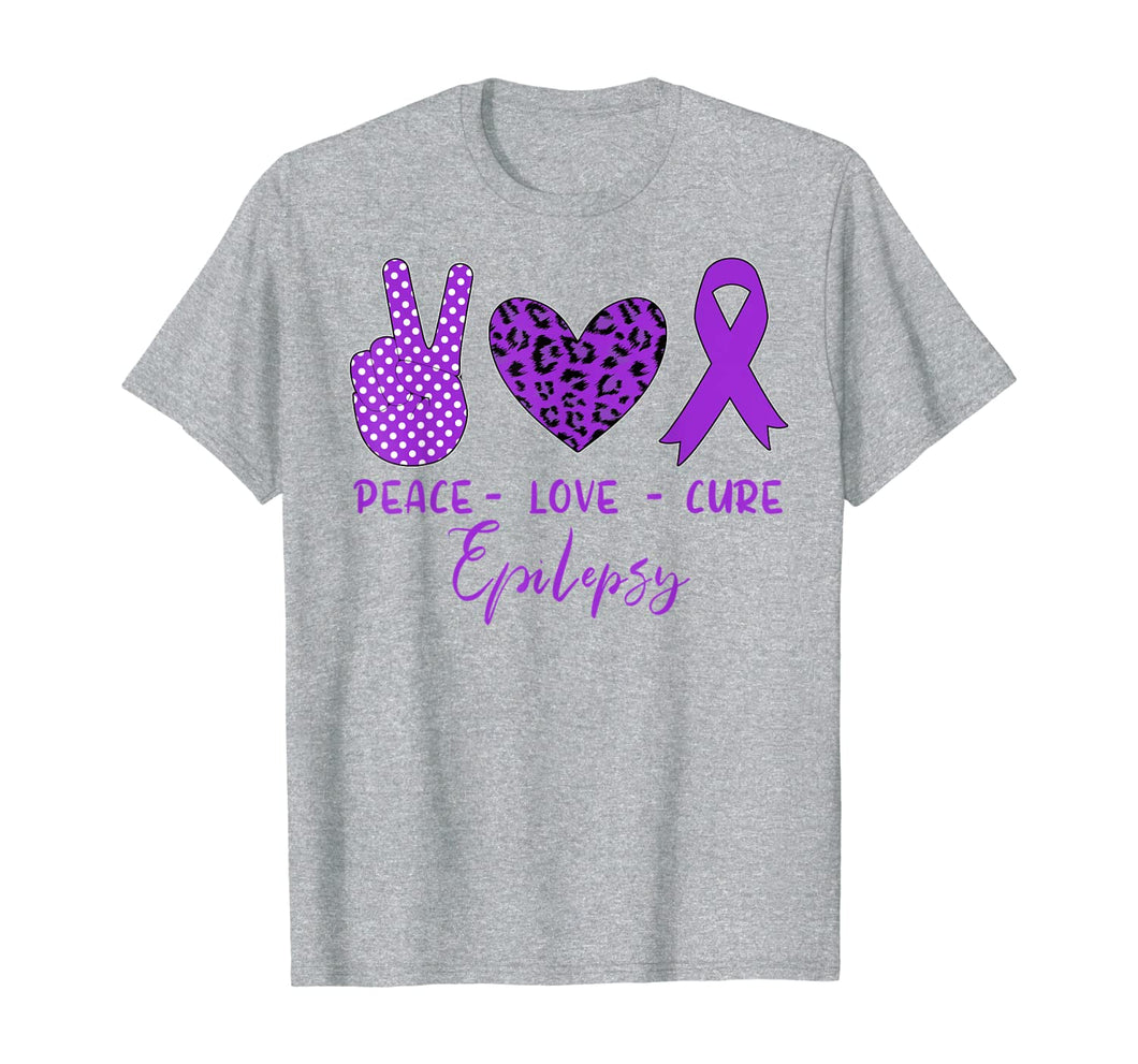 Peace Love Cure Purple Ribbon Epilepsy Awareness T-Shirt