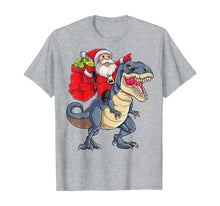 Load image into Gallery viewer, Funny shirts V-neck Tank top Hoodie sweatshirt usa uk au ca gifts for Santa Riding Dinosaur T rex Christmas Gifts Boys Men Xmas T-Shirt 60152
