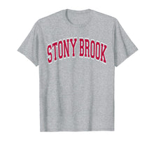 Load image into Gallery viewer, Stony Brook NY T Shirt - Varsity Style Dark Red Text
