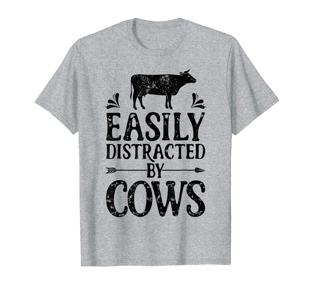Easily Distracted By Cows T Shirt Cow Men Women Gifts Farmer 259362