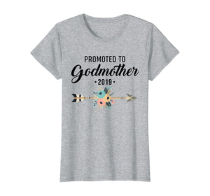 Womens Proud Promoted to Godmother 2019 Shirt Cute Gift Christians