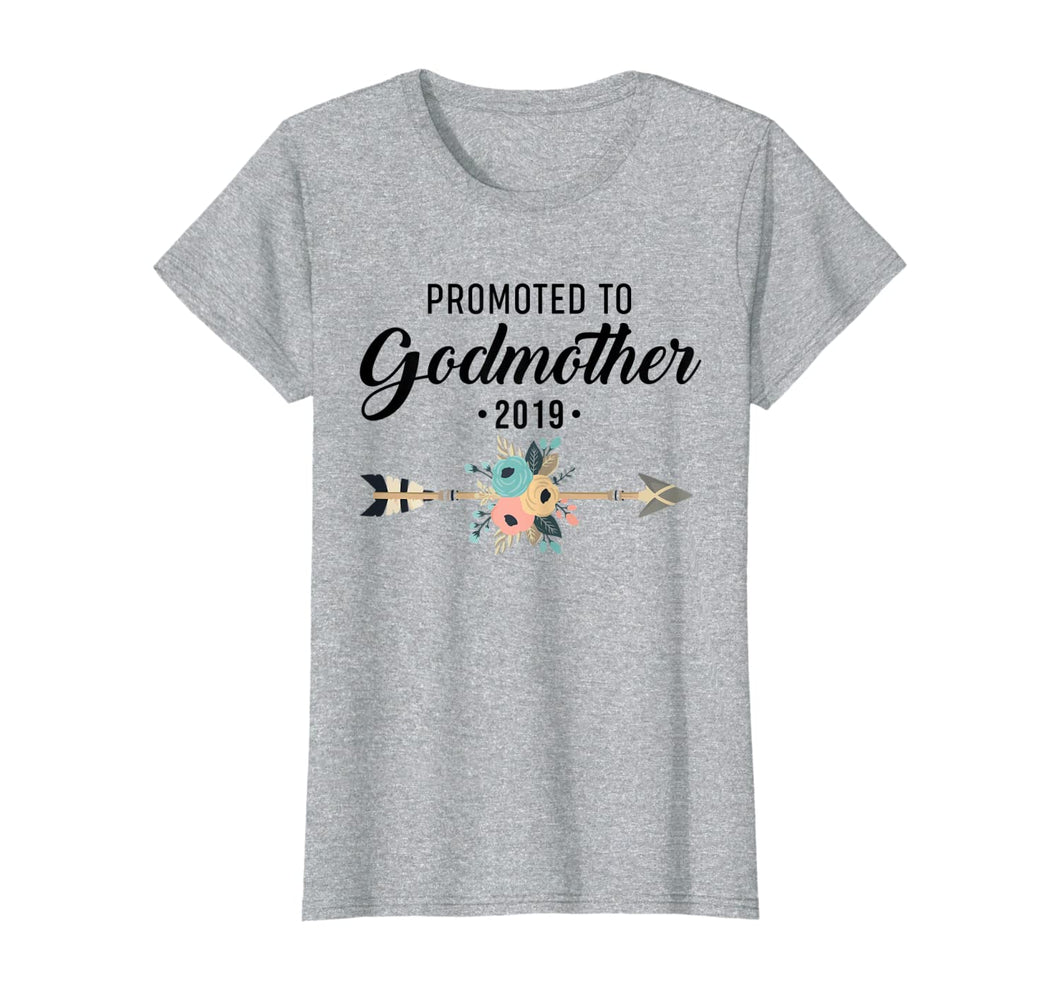 Womens Proud Promoted to Godmother 2019 Shirt Cute Gift Christians