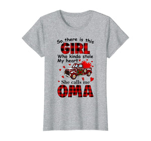 Womens Girl Stole My Heart She Calls Me Oma Christmas Gift T-Shirt