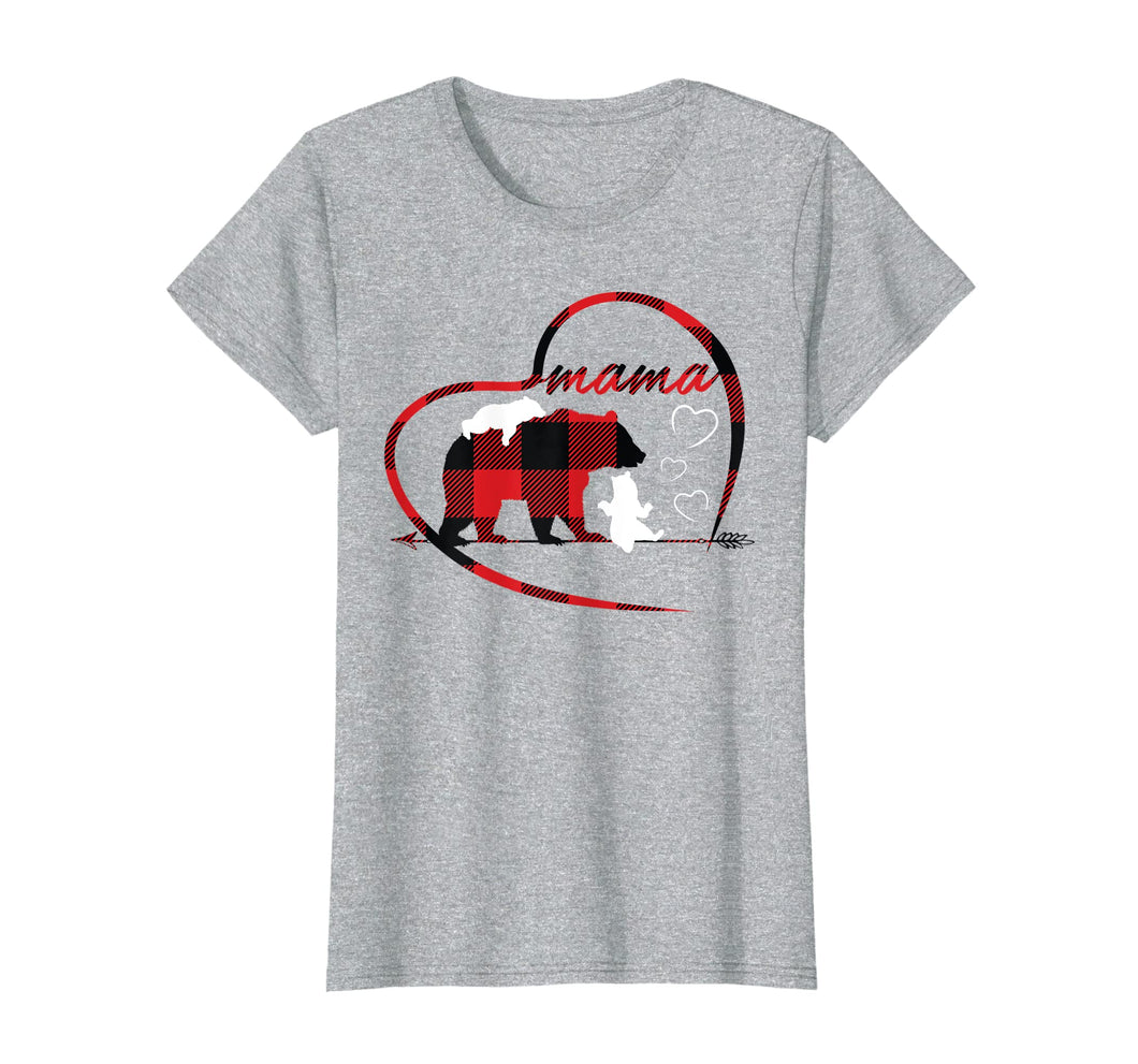 Funny shirts V-neck Tank top Hoodie sweatshirt usa uk au ca gifts for Womens Plaid Mama Bear Shirts Women Short Sleeve 2 Cubs Heart Gifts 2874901