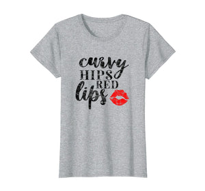 Funny shirts V-neck Tank top Hoodie sweatshirt usa uk au ca gifts for Womens Curvy Hips Red Lips - Strong Woman T-Shirt 3084351