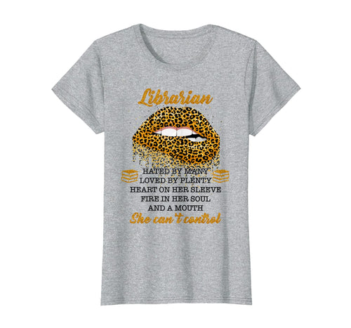 Women Gifts Librarian Hated By Many Leopard Lips T-Shirt-5889044