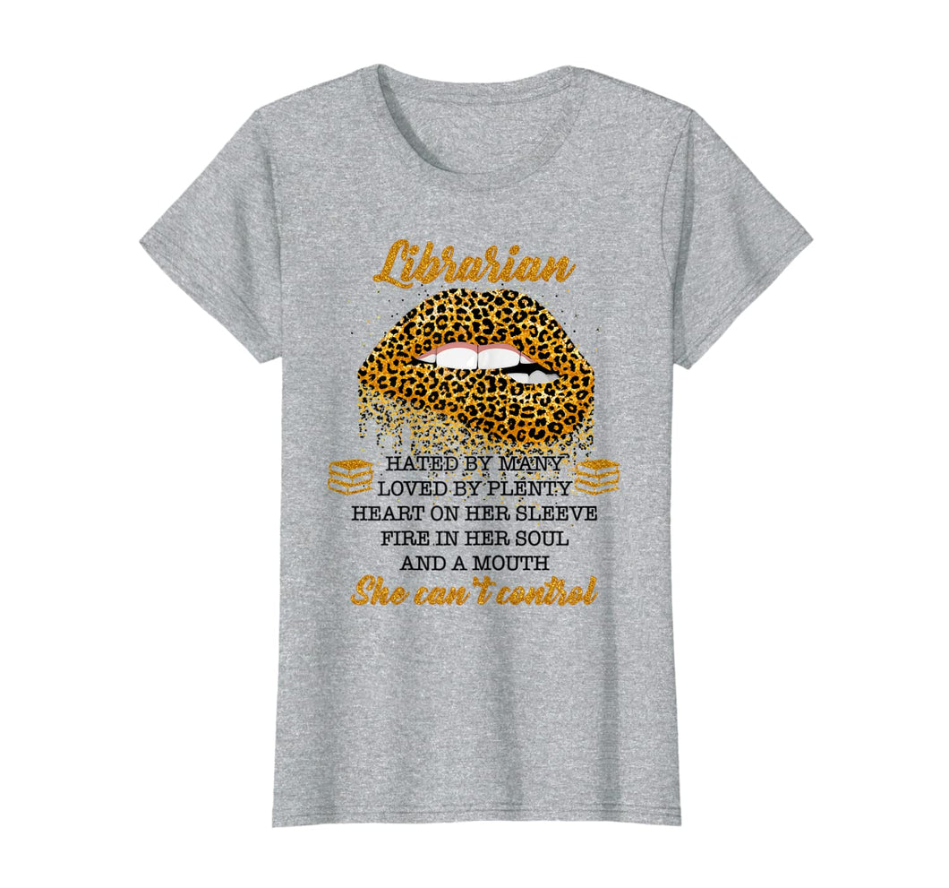Women Gifts Librarian Hated By Many Leopard Lips T-Shirt-5889044
