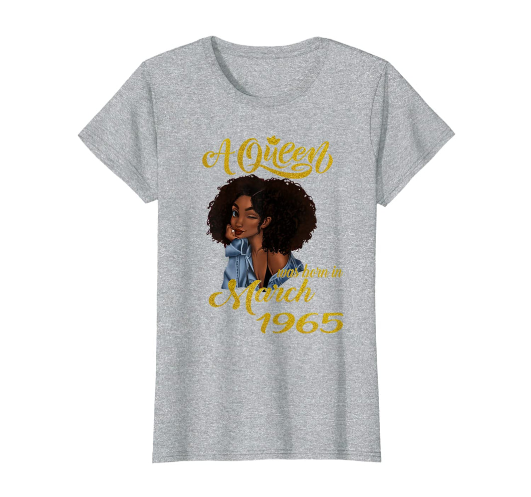 A Queen Was Born in March 1965 55th Birthday Gifts T-Shirt-2298075