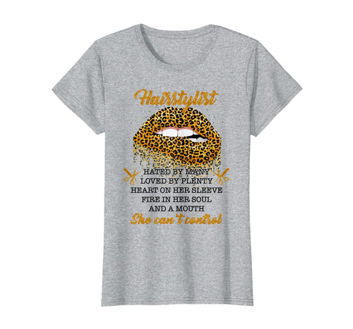 Women Gifts Hairstylist Hated By Many Leopard Lips T-Shirt-1567756