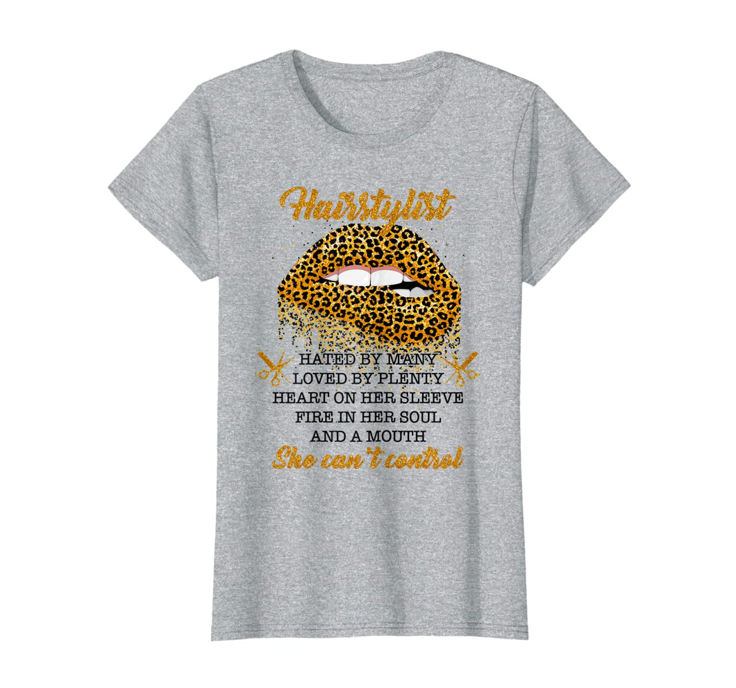 Women Gifts Hairstylist Hated By Many Leopard Lips T-Shirt-1567756